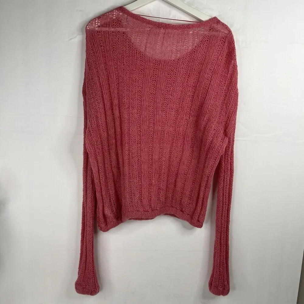 Free‎ People Sz S Sweater Angel Soft Wool Blend Lightweight Knit Bubble Gum Pink